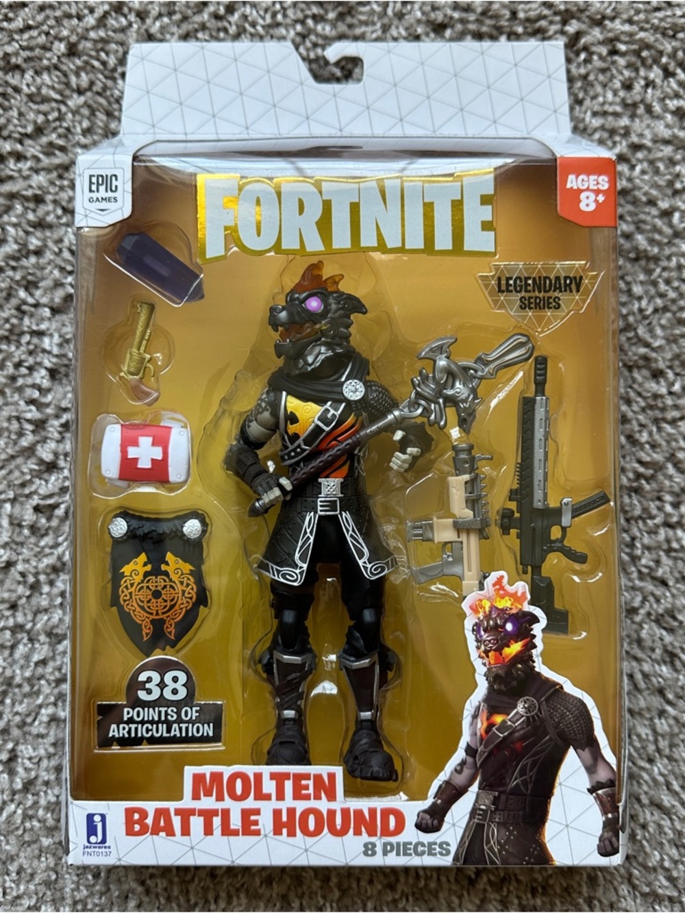 FORTNITE MOLTEN BATTLE HOUND LEGENDARY SERIES ARTICULATING 6 INCH FIGURE TOY NEW